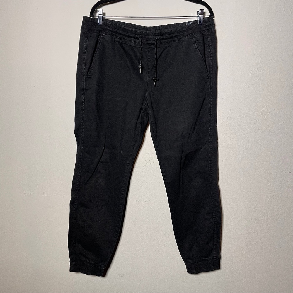 Zara Women's Relaxed Fit Washed Black Elastic Drawstring Pants Joggers Large
